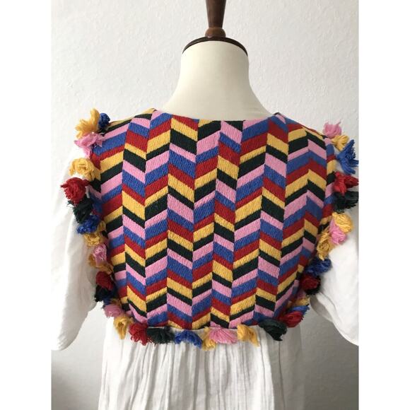 Anthropologie Whit Two Bette Flutter Sleeve Tasseled Mini Dress FLAW - Picture 9 of 12